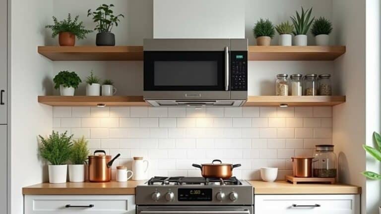 open shelving microwave installation