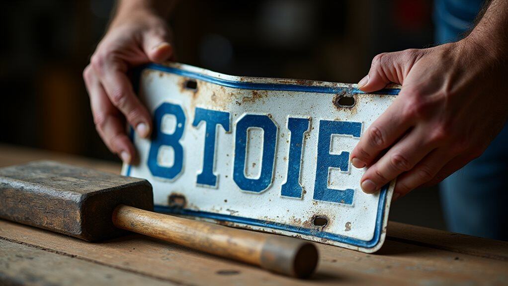 restore bent license plates