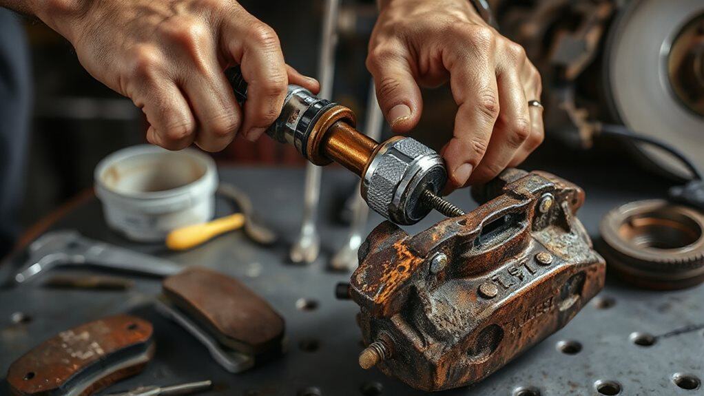 brake piston compression prevents seal fluid issues