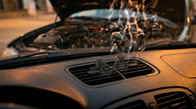 burning oil smell via vents