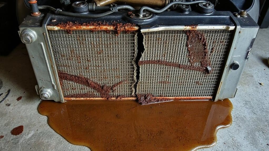 cracked radiator contaminates oil