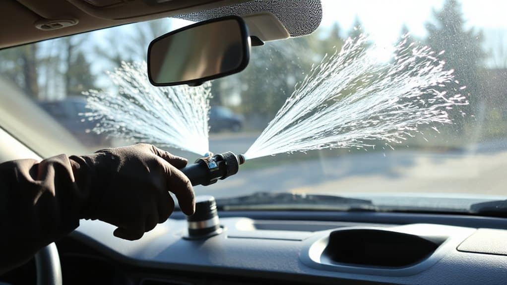 drain washer fluid via nozzle spray