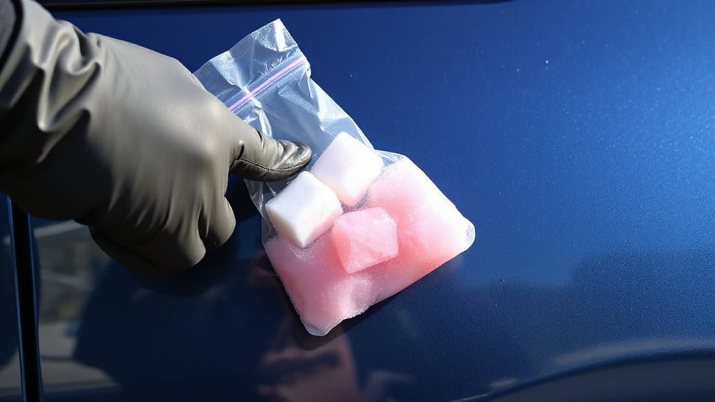 freeze gum quickly on car paint