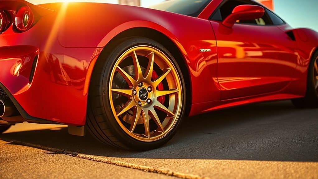 gold rims elevate red car appeal with rarity