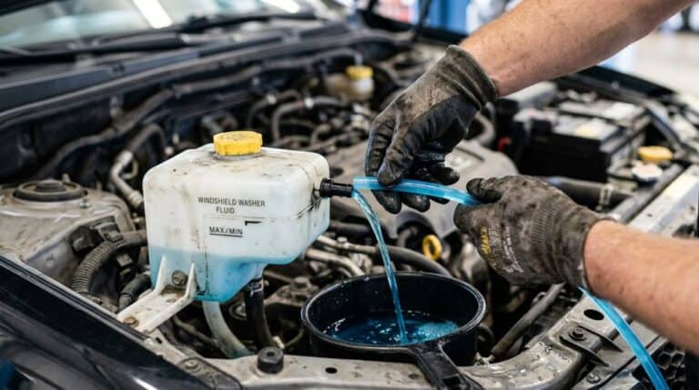 how to drain windshield washer fluid