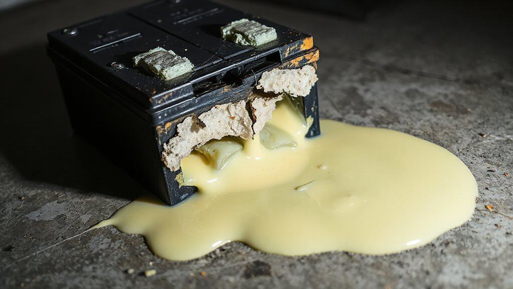 pungent sulfur gases from battery