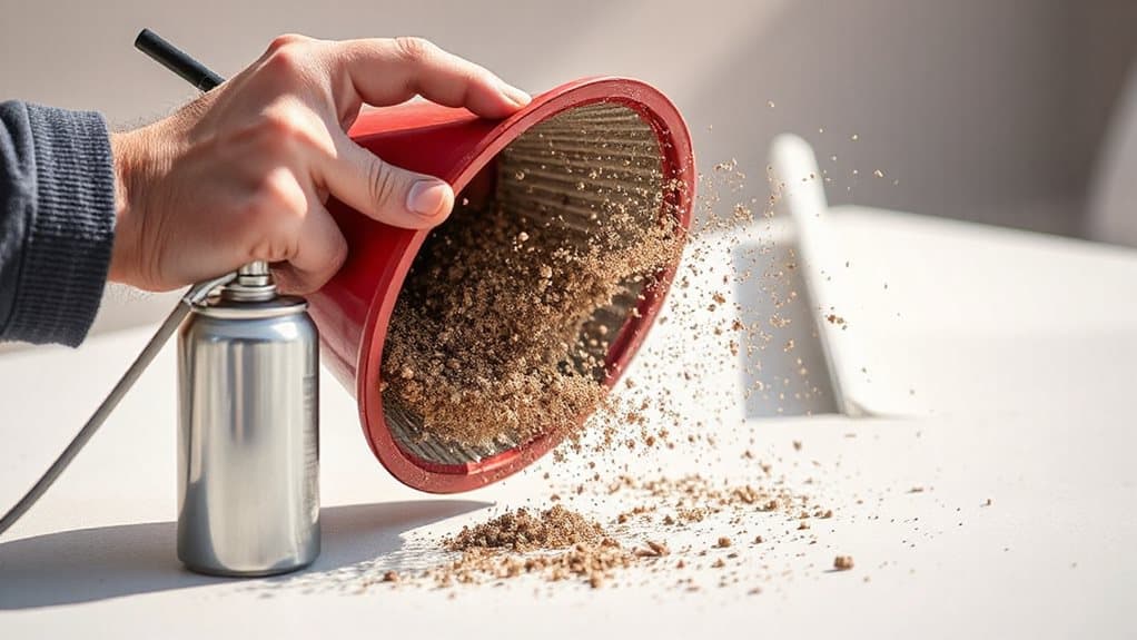 tap blow loosen debris