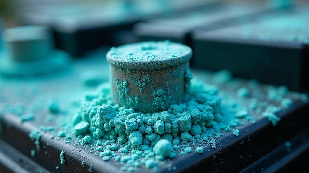 blue green battery corrosion residue