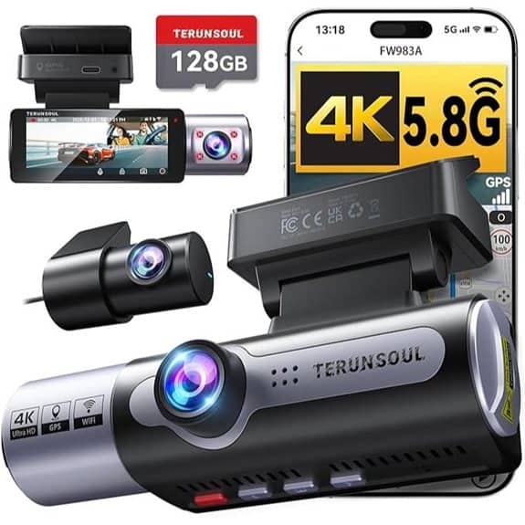 4K Front & Rear Dash Cam with GPS & WiFi